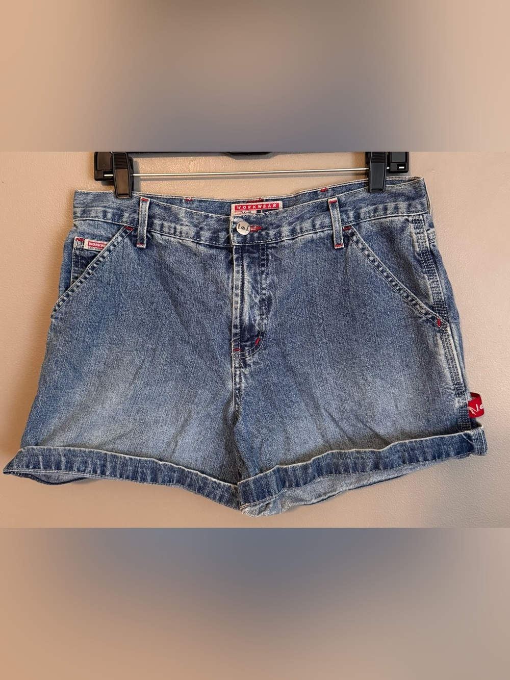 Vintage 90s LEI Workwear Blue Denim Carpenter Cuffed Shorts Retro Y2K Women’s 11
